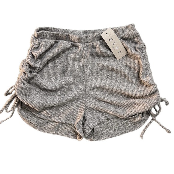 gaze Pants - GAZE Women's Ruched Lounge Shorts Elastic Waist Size S M L Gray